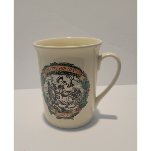 Disney Christmas Through The Years 2000 Steamboat Willie Mickey Mouse Mug - Picture 1 of 5